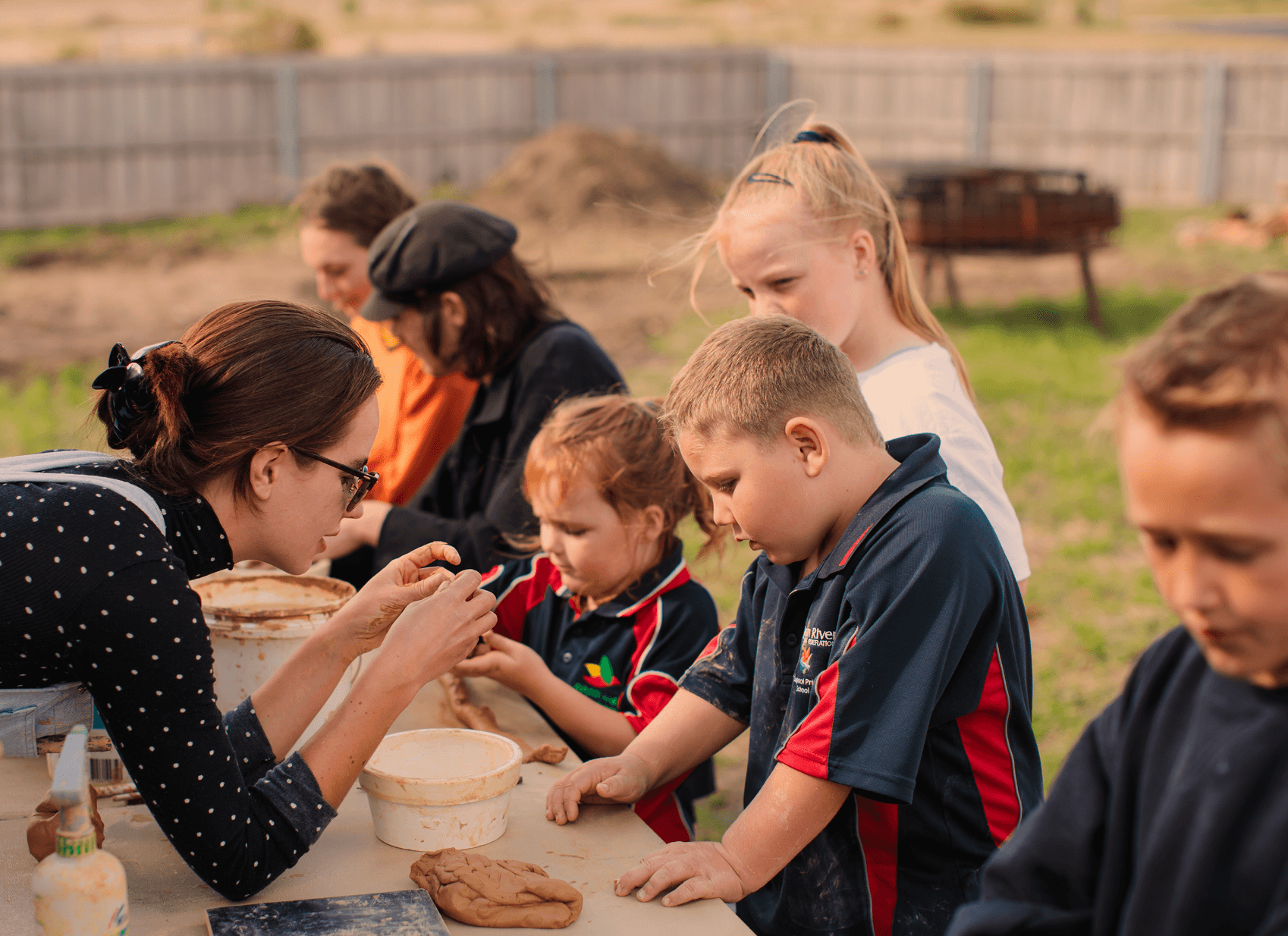Students learning ceramics