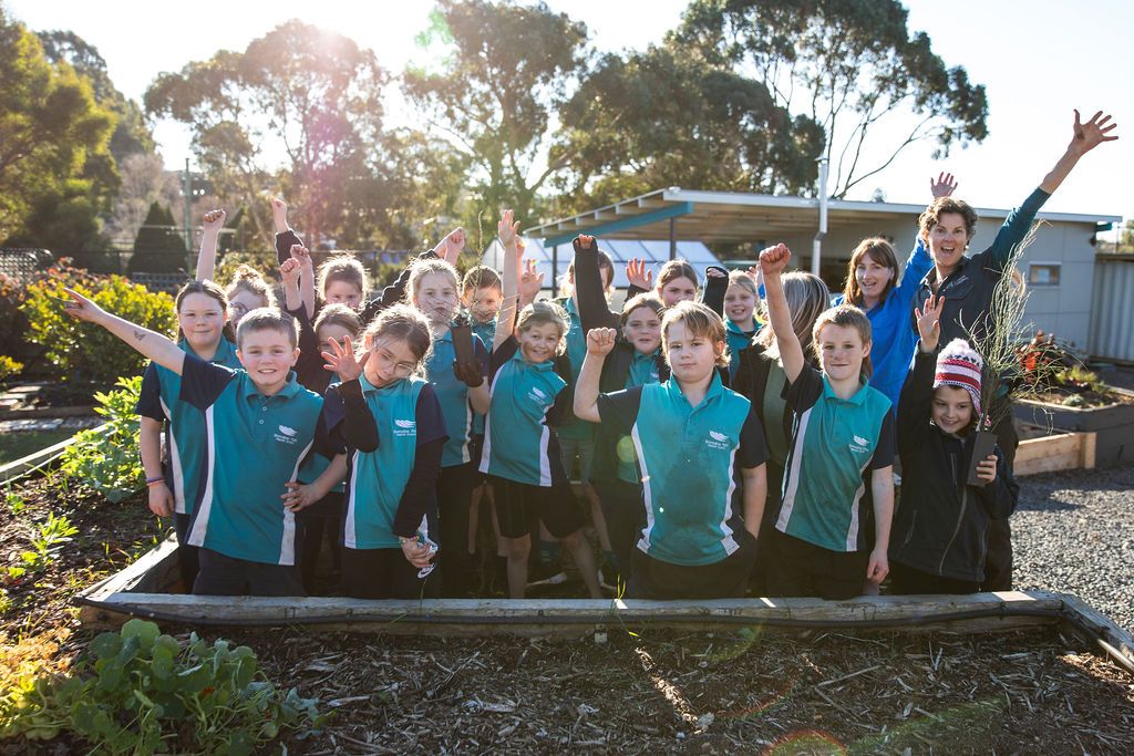 kids in vegetable garden